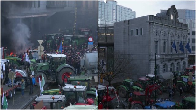 ES viršūnių susitikimo vietoje – kelio blokada: ūkininkai siekia būti pastebėti lyderių