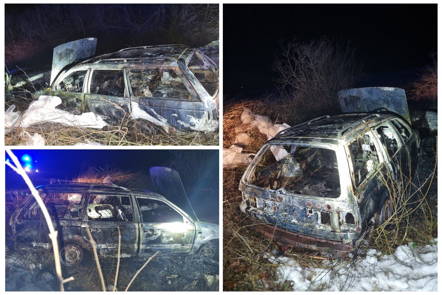Laukuose padegtas automobilis „Volkswagen Passat“ – kerštas Vilkaviškio rajono ūkininkui.
