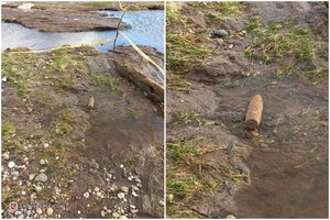 Kelią paplovęs potvynio vanduo greta Pagėgių į žemės paviršių iškėlė karo laikų sprogmenį