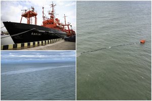 Į Baltijos jūrą išsiliejo 300 litrų naftos: teršalus šalinti padeda ir kariuomenė