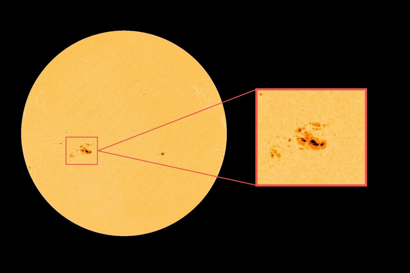  Saulės dėmė AR3576, matoma iš NASA Saulės dinamikos observatorijos.<br> NASA iliustr.