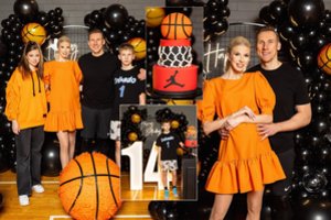 Ingos ir Aivaro Stumbrų sūnaus Gabrieliaus 14-tas gimtadienis: krepšinio tema ir šventė sporto salėje