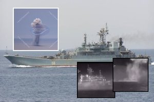 GUR atskleidė daugiau detalių apie rusų desantinio laivo nuskandinimą