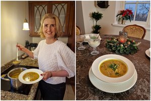 Tiršta žirnių sriuba su grybais ir imbieru pagal V. Kurpienės receptą