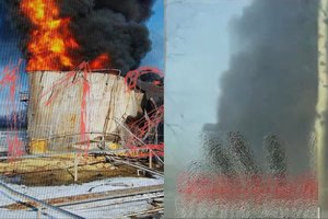 Belgorodo srityje dronai atakavo naftos saugyklą, užsidegė du rezervuarai