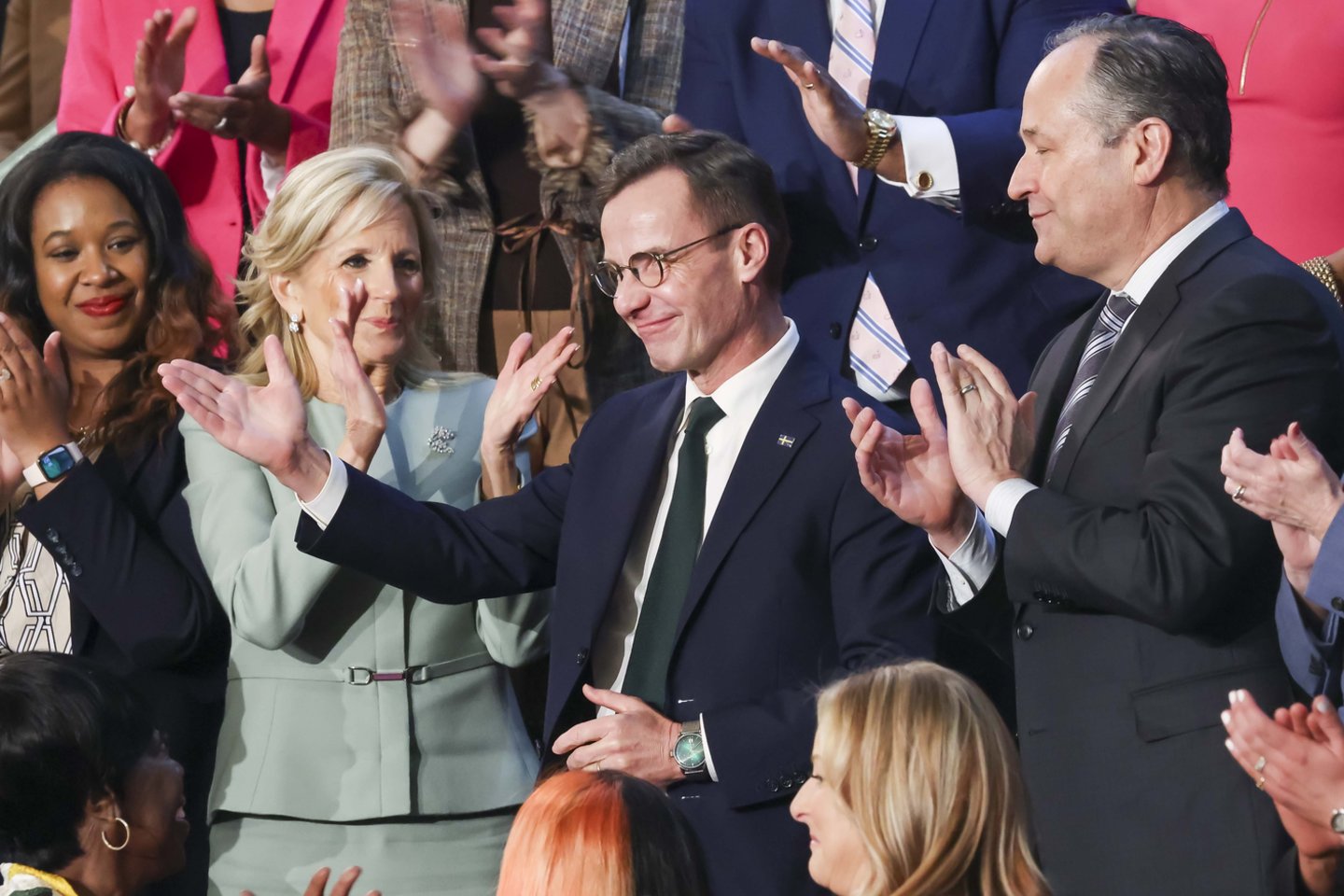 Švedijos ministras pirmininkas Ulfas Kristerssonas dalyvavo J. Bideno metiniame pranešime.<br> EPA-ELTA nuotr.