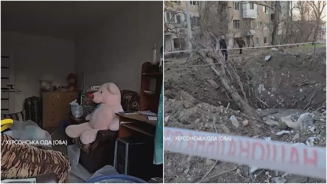 Vaizdai iš Chersono: rusų bomba sužeidė mažametį vaiką
