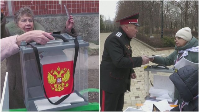 Parodė, kaip Donecke vyksta išankstiniai Rusijos prezidento rinkimai: žmonės sulaukia skambučio išeiti į lauką