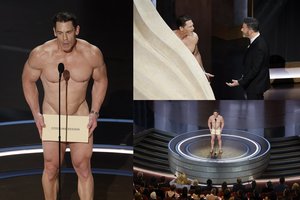 Paviešintos J. Cenos nuotraukos iš užkulisių atskleidžia, ar jis „Oskarų“ scenoje tikrai buvo nuogas
