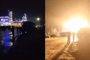 Rusijoje dronai smogė naftos perdirbimo gamyklai: pranešama apie gaisrą ir nuostolius