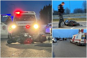 Greta Vilniaus per susidūrimą su automobiliu nukentėjo jaunas motociklininkas