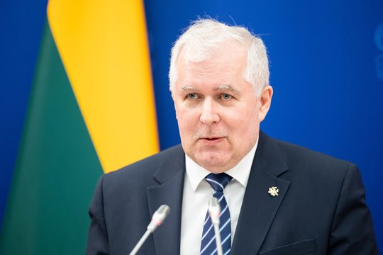 A.Anušauskas susitiko su prezidentu G. Nausėda ir dalyvavo spaudos konferencijoje.<br>T.Bauro nuotr.