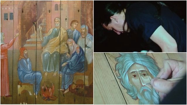 Ukrainiečiai menininkai pristatė unikalią parodą – ikonas, nutapytas ant karo lauke surinktų šovinių dėžių