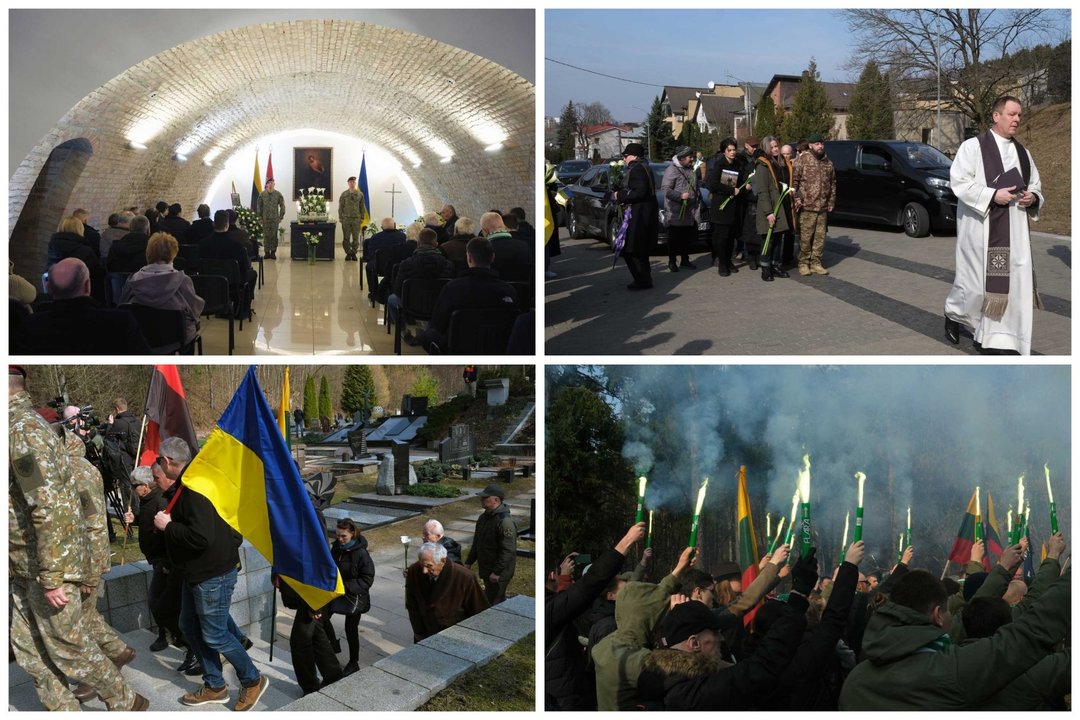 Atsisveikinimas su fronte Ukrainoje žuvusiu lietuviu T.Tumu.<br> R.Grigo nuotr.