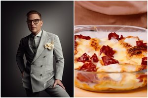 Tobuli savaitgalio pusryčiai pagal Saugirdą Vaitulionį – kruasanų apkepas su kumpiu ir sūriu