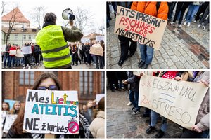 Vilniuje – moksleivių piketas: susirinko keli šimtai, skandavo „mes ne žiurkės“