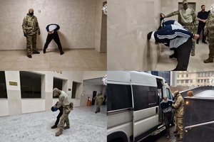 Rusijos saugumiečiai įtariamuosius atvedė į būstinę Maskvoje: parodė vaizdo įrašą