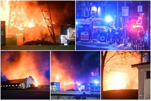 Gaisras Vilniuje – fotografų kadruose: liepsnoms gesinti pasitelktos gausios ugniagesių pajėgos