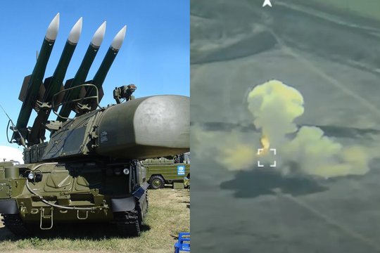 Pranešama, kad Zaporožės regione HIMARS smūgis sunaikino Rusijos raketų „žemė-oras“ sistemą „Buk“.