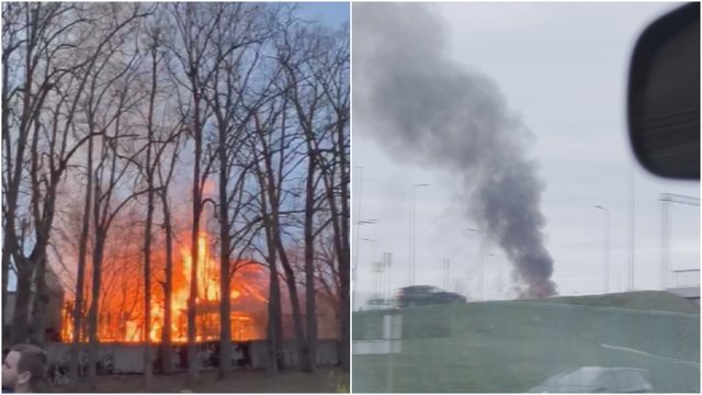 Vaizdai iš įvykio vietos: Kaune didžiulis gaisras – užsiliepsnojo ūkinis pastatas
