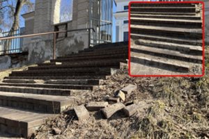 Iš po sniego išlindo pirmosios problemos: Sapiegų parko nenaujins, bet laiptus sutvarkys