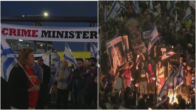 Tęsiasi protestai Izraelyje: minios reikalauja premjero pasitraukimo, kritiką žeria ir sąjungininkai