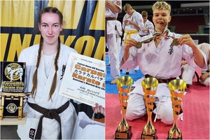 Geriausi jaunieji Lietuvos kiokušin karatė kovotojai – M. Balionytė ir N. Kvasys