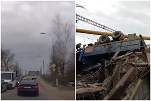 Sugriuvo Paninsko tiltas: vaizdai užfiksuoti iš automobilio važiuojant tilto link