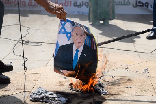 Protestas prieš Izraelio veiksmus Gazos Ruože (Marokas).