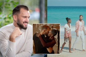 Krepšininkas S. Buterlevičius nebeslepia jausmų savo šokių partnerei: dovanojo aistringą bučinį