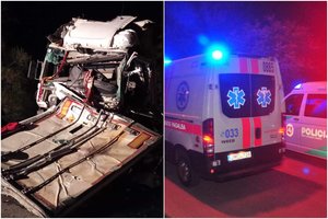 Tragiška avarija Panevėžio rajone: susidūrus dviem vilkikams, žuvo vieno jų vairuotojas