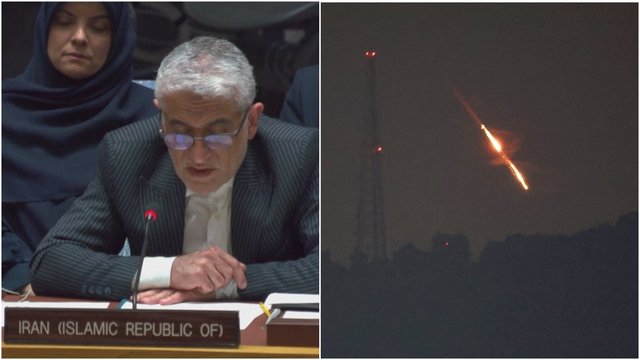 Irano pasiuntinys pareiškė – ataka prieš Izraelį buvo savigyna: esą Saugumo Taryba neatliko savo pareigos