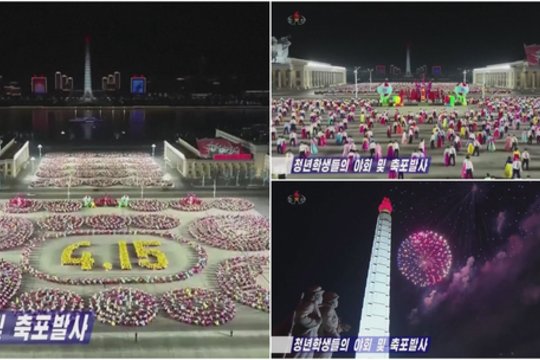 Šiaurės Korėjoje – iškilminga šventė: Kim Il-sungo metinių proga surengtas šokių vakarėlis ir fejerverkų šou