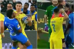 Teisėjui kamuoliu smūgiuoti norėjęs ir alkūnėmis mojavęs C. Ronaldo sulaukė bausmės – ilsėsis nuo futbolo