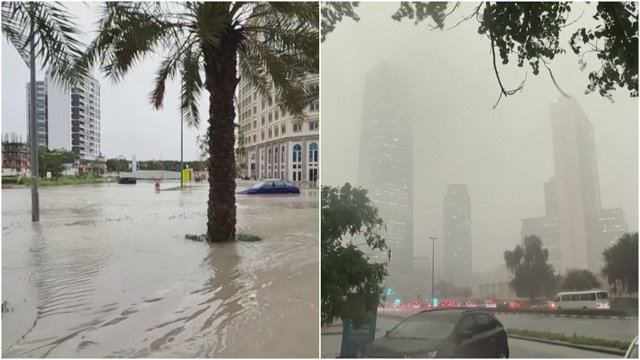 Dubajų užklupus liūtims ir potvyniams, aukų neišvengta: 18 žmonių žuvo, du – dingę be žinios