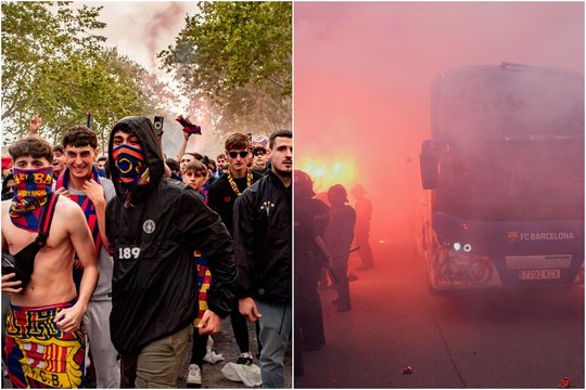 „Barcelona“ sirgaliai pasiekė dugną: savo komandos autobusą apmėtė akmenimis, „Real“ žaidėjui siuntė mirties žinutę