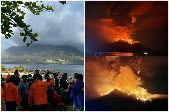 Indonezijoje – tūkstančiai dėl ugnikalnio išsiveržimo evakuotų žmonių ir įspėjimas: kyla cunamio grėsmė