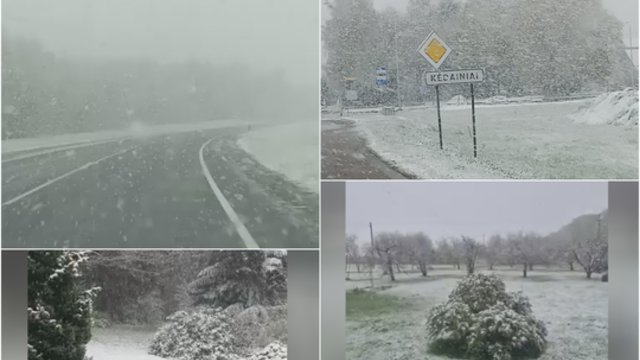 Vietoje pavasario – nemenkas sniegas: tautiečiai dalijasi žiemą primenančiais vaizdais
