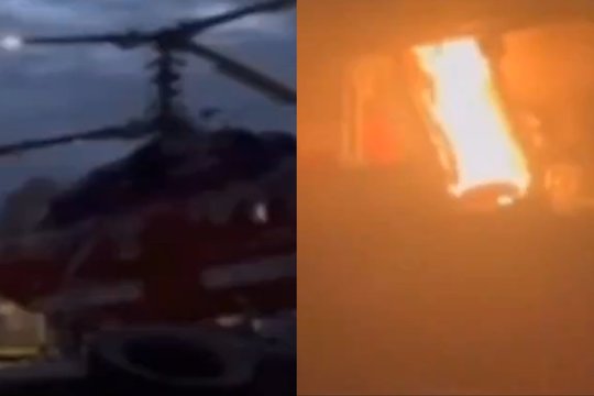 Sunaikintas Rusijos sraigtasparnis Ka-32.