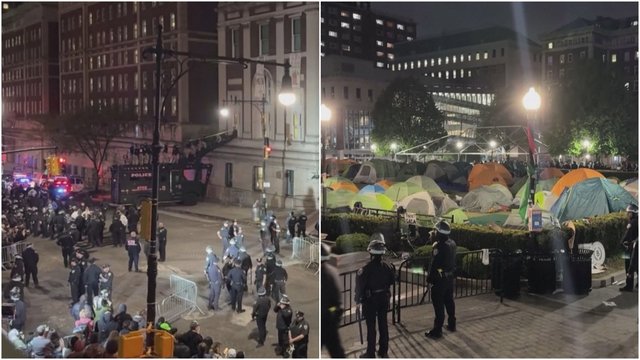 Protestai Niujorke įsismarkavo: policininkams teko tramdyti studentus, grasino pašalinimu iš universiteto