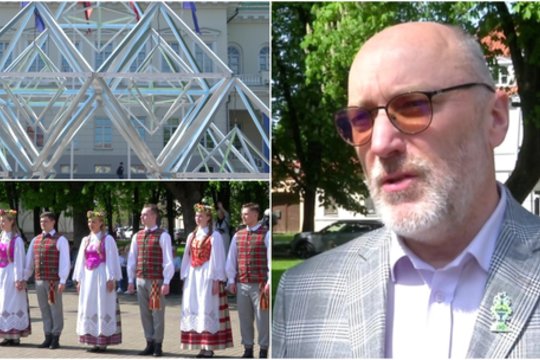 Vilniuje įžiebta Dainų šventei skirta instaliacija „Sodai“: grožis atsiskleidžia vėlų vakarą