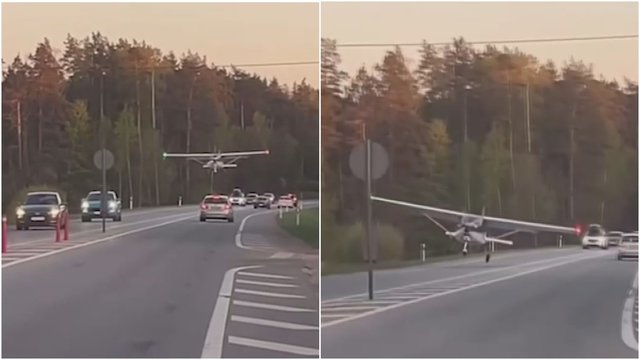 Užfiksavo incidentą Latvijoje – lėktuvas avariniu būdu nusileido viduryje kelio: aukų pavyko išvengti