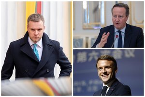 Ką G. Landsbergis britų žiniasklaidai sako apie Vakarų karius Ukrainoje: susitikęs su D. Cameronu priminė E. Macrono pareiškimą
