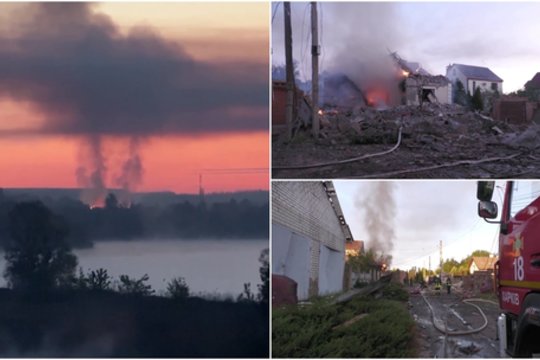 Vaizdai iš Charkivo: po dar vienos rusų atakos – sugriauti ir liepsnojantys namai