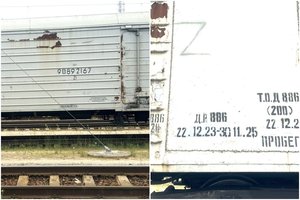 Pasieniečiai pastebėjo vagoną, pažymėtą ženklu „Z“ – per Lietuvą prekės nebevažiuos