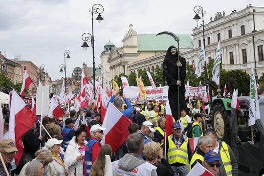 Ūkininkų protestas Varšuvoje.
