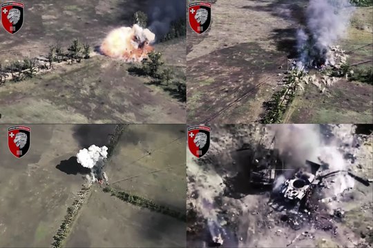  Ukrainiečių kariai vienu smūgiu sunaikino dešimt rusiškos karinės technikos vienetų.