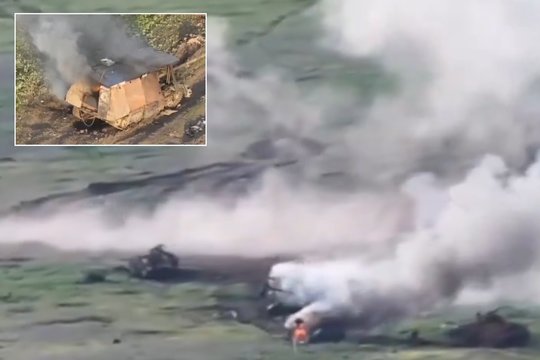 Ukrainos ginkluotosios pajėgos Rytų Ukrainoje sunaikino rusų karinės technikos konvojų.