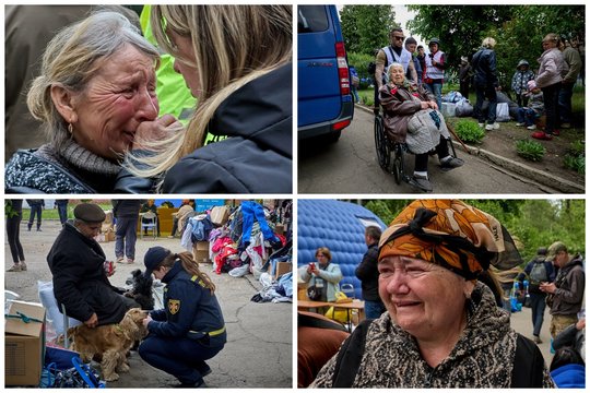 Tiesiog širdį spaudžiantys momentai: kadruose – nuo Rusijos siaubo bėgantys Charkovo regiono žmonės