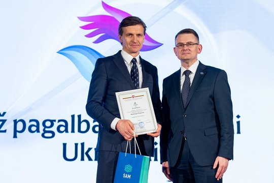 Mindaugas Šerpytis apdovanotas specialia Sveikatos apsaugos ministro padėka už pagalbą kovojančiai Ukrainai.